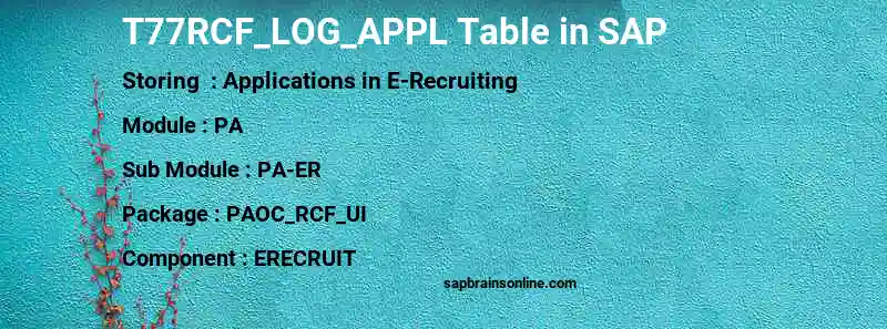 SAP T77RCF_LOG_APPL table