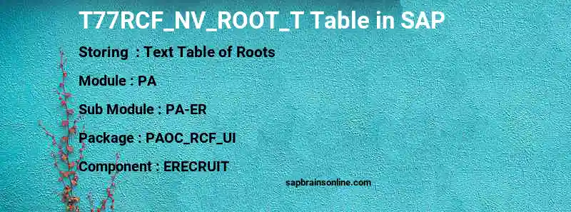 SAP T77RCF_NV_ROOT_T table