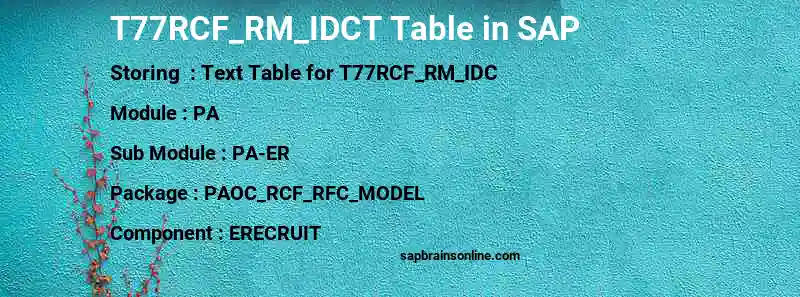 SAP T77RCF_RM_IDCT table