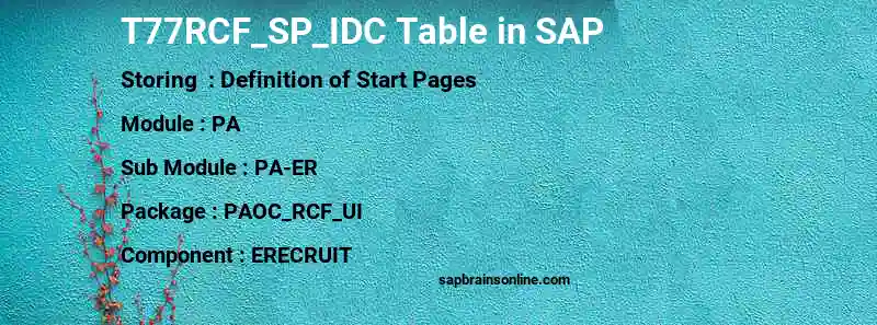 SAP T77RCF_SP_IDC table