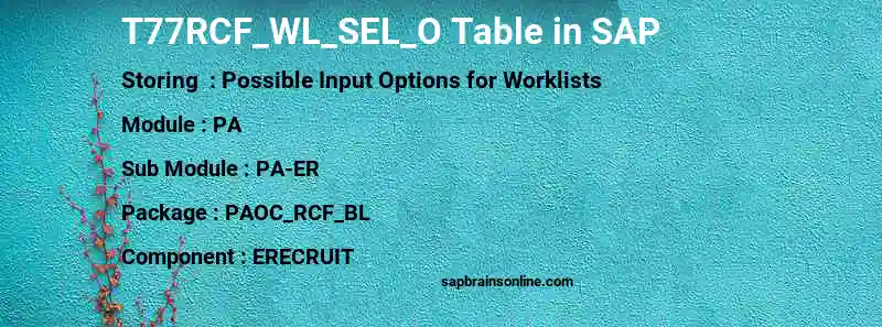 SAP T77RCF_WL_SEL_O table