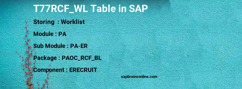 SAP T77RCF_WL table