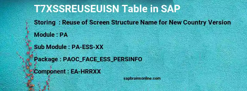 SAP T7XSSREUSEUISN table