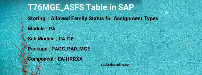 SAP T76MGE_ASFS table