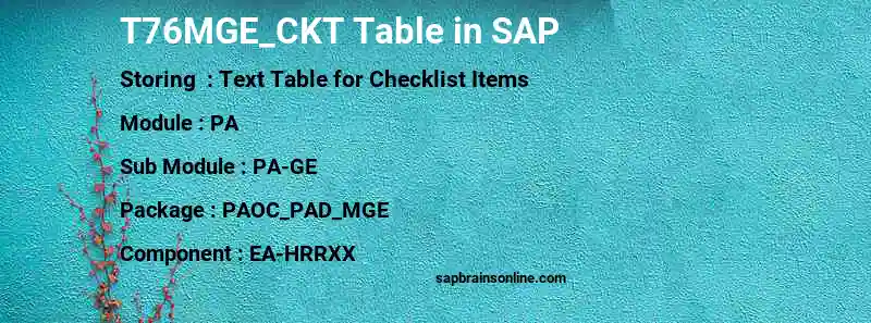 SAP T76MGE_CKT table