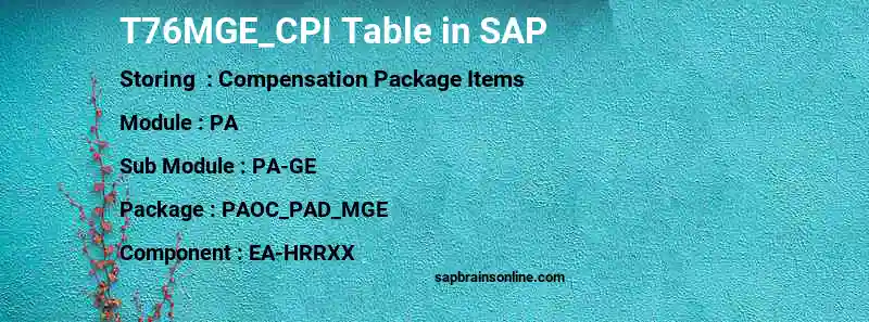 SAP T76MGE_CPI table