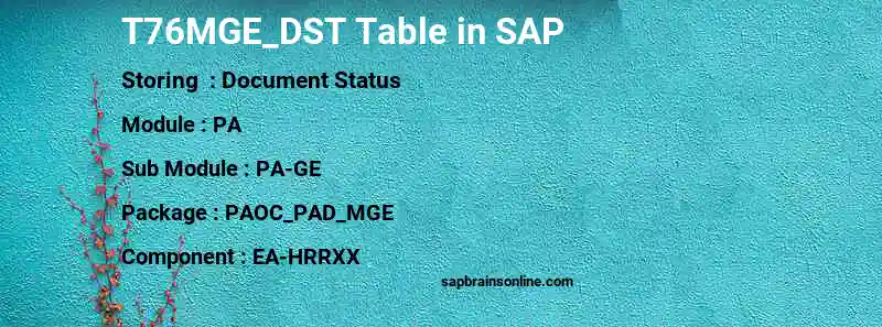 SAP T76MGE_DST table