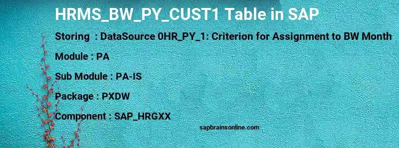 SAP HRMS_BW_PY_CUST1 table