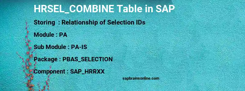 SAP HRSEL_COMBINE table