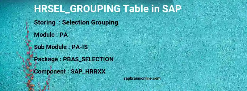SAP HRSEL_GROUPING table