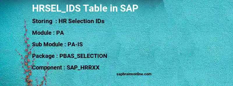 SAP HRSEL_IDS table