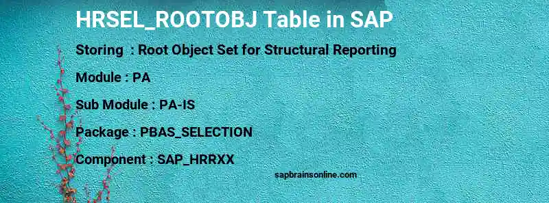 SAP HRSEL_ROOTOBJ table