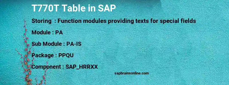 SAP T770T table