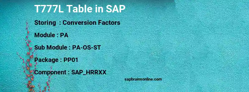 SAP T777L table