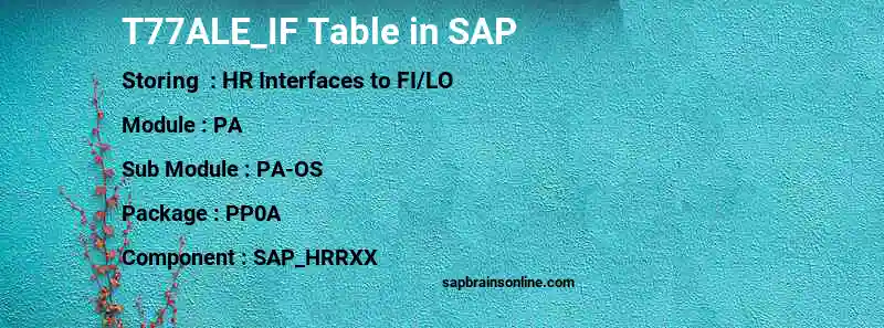 SAP T77ALE_IF table