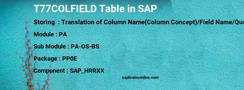 SAP T77COLFIELD table