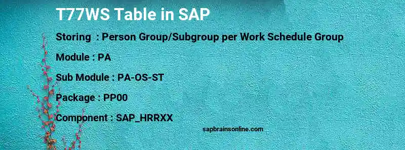 SAP T77WS table