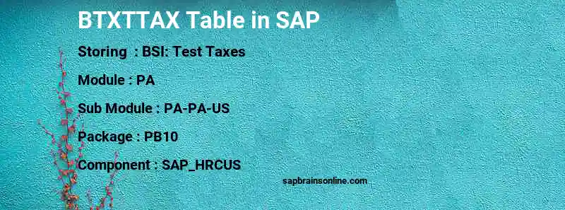 SAP BTXTTAX table