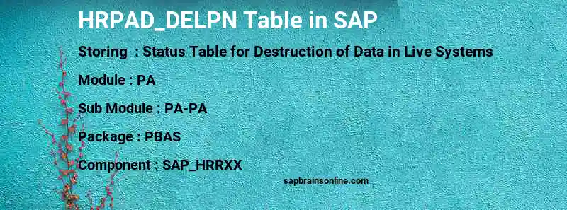 SAP HRPAD_DELPN table