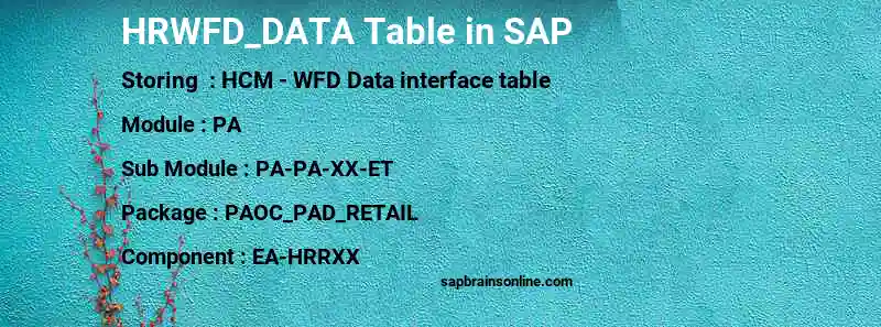 SAP HRWFD_DATA table