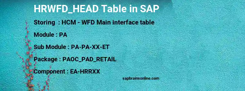 SAP HRWFD_HEAD table