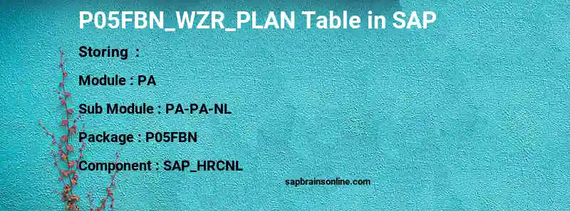 SAP P05FBN_WZR_PLAN table