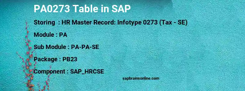 SAP PA0273 table