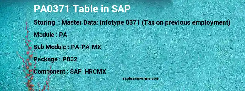 SAP PA0371 table