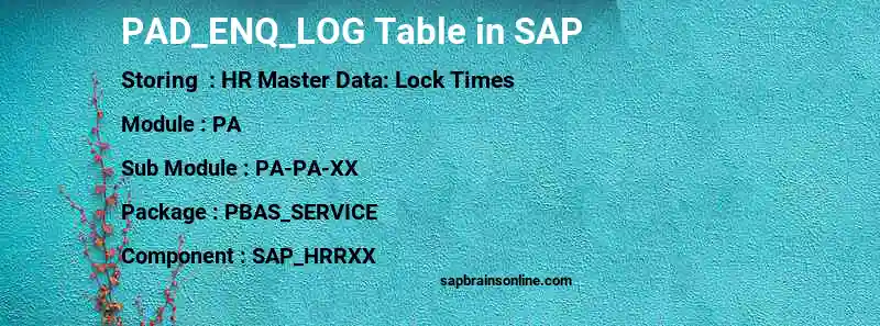 SAP PAD_ENQ_LOG table