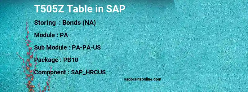 SAP T505Z table