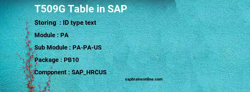 SAP T509G table