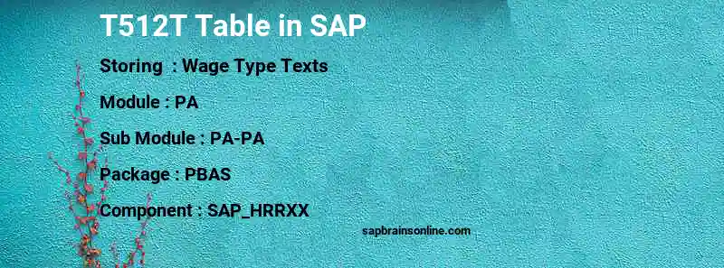 SAP T512T table