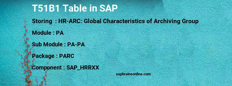 SAP T51B1 table