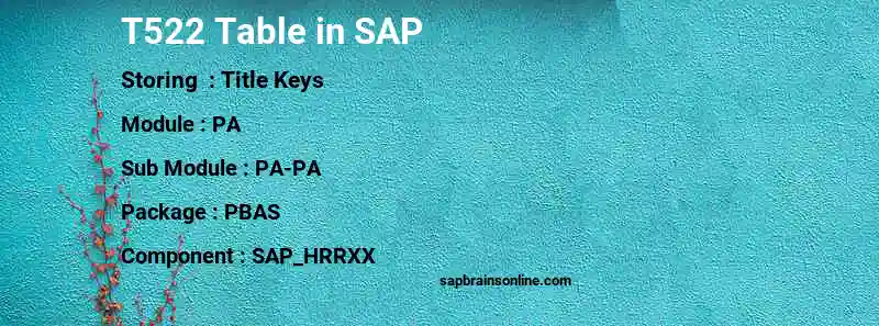 SAP T522 table