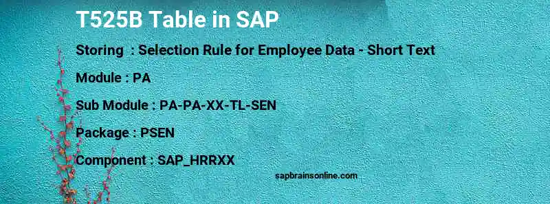 SAP T525B table