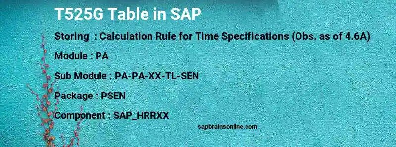 SAP T525G table