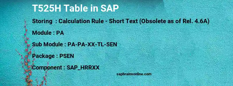 SAP T525H table
