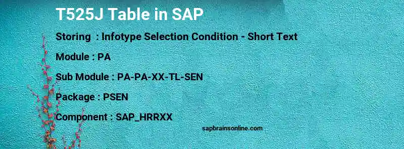 SAP T525J table