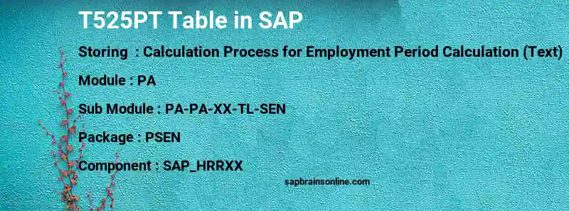 SAP T525PT table