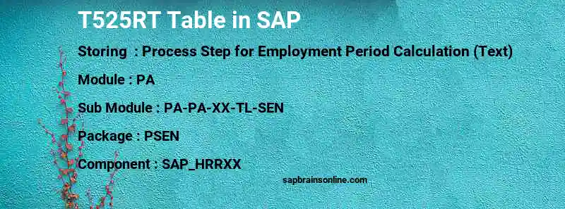 SAP T525RT table