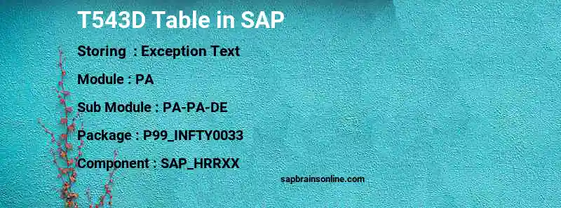 SAP T543D table
