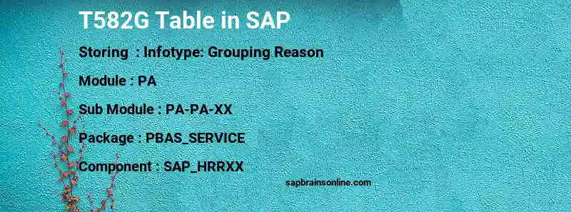 SAP T582G table