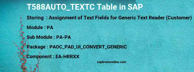 SAP T588AUTO_TEXTC table