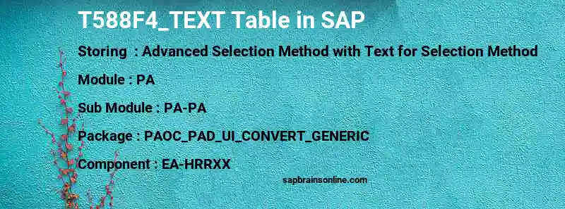 SAP T588F4_TEXT table