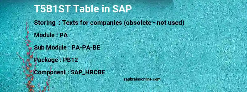 SAP T5B1ST table