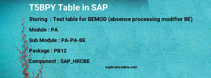 SAP T5BPY table