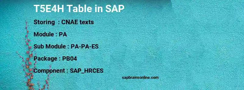 SAP T5E4H table