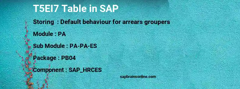 SAP T5EI7 table