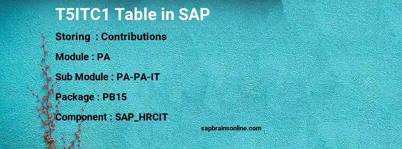 SAP T5ITC1 table