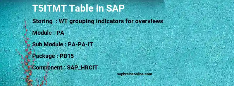 SAP T5ITMT table